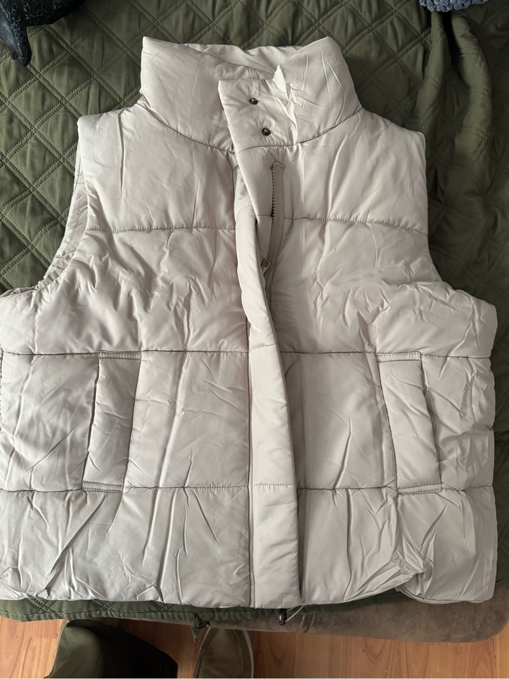 Zenana Outfitters Light Beige Quilted Puffer Vest